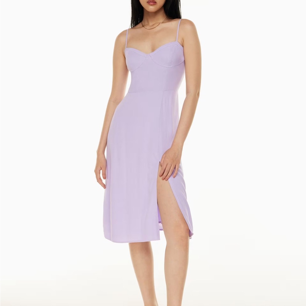 Aritzia Lilac Spaghetti-Strap Midi Dress with Side Slit